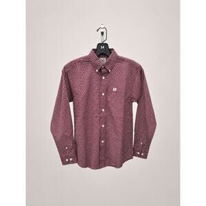 Cinch Boys Geometric Western Button Down Shirt NWT M 10 Red Black